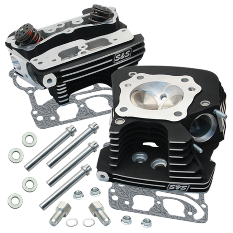 S&S Cycle 99-05 BT Super Stock 89cc Cylinder Head Kit - Black Wrinkle - 90-1106