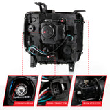 ANZO 2016-2019 GMC Sierra 1500 Projector Headlight Plank Style Black w/ Sequential Amber Signal - 111485