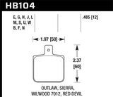 Hawk HT-10 Wilwood DL Single Outlaw w/ 0.156in Center Hole Race Brake Pads - HB104S.485