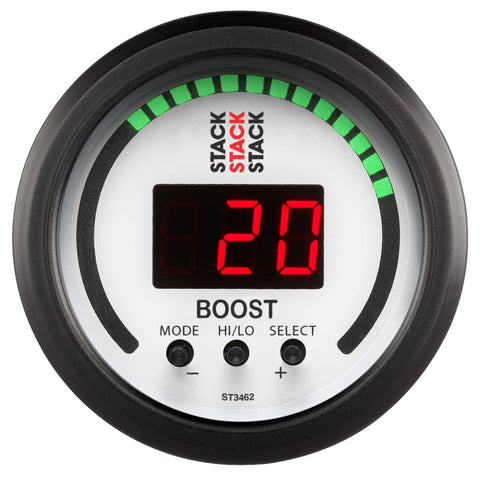 Autometer Stack 52mm -1 to +2 Bar (-30INHG to +30 PSI) Boost Controller - White - ST3462