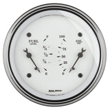 AutoMeter Gauge Dual Fuel & Oilp 3-3/8in. 240 Ohm(e) to 33 Ohm(f) & 100PSI Elec Old Tyme Wht - 1613