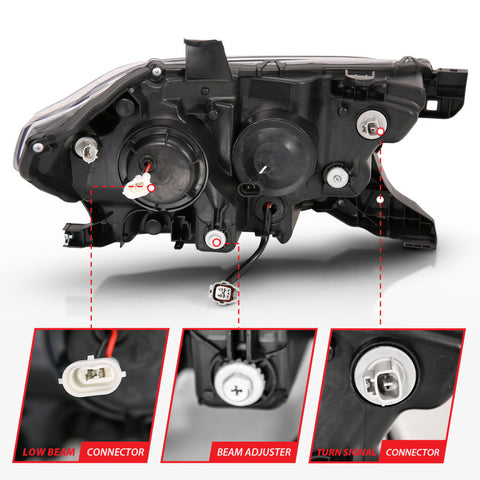 ANZO 2016-2017 Toyota Tacoma Projector Headlights w/ Plank Style Switchback Black w/ Amber w/ DRL - 111397