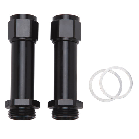 Russell Adapter Fitting -8 Female An To Holley Dual Feed 750 Through Domin. 1350 Male Blk Ano 2 Pk - 640753
