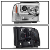 Spyder 05-07 Ford F250/350/450 SD Ver 2 Proj Headlights - Light Bar DRL - Black PRO-YD-FS05V2-LB-C - 5084682