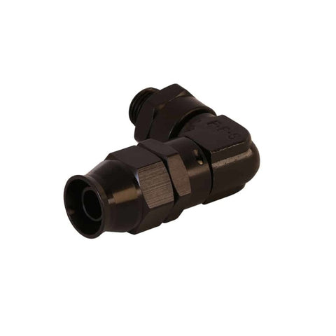 Aeromotive PTFE Hose End - AN-06 to AN-08 Hose - 90 Deg - Black Anodized - 15736