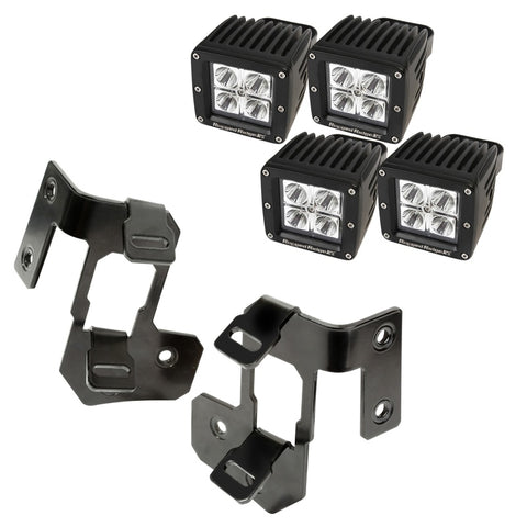 Rugged Ridge 07-18 Jeep Wrangler JK Semi-Gloss Black Square A-Pillar LED Light Mount Kit - 11232.33