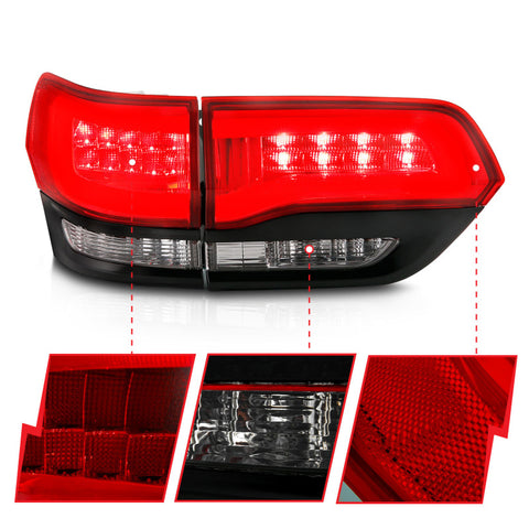 ANZO 2014-2016 Jeep Grand Cherokee LED Taillights Red/Clear - 311268
