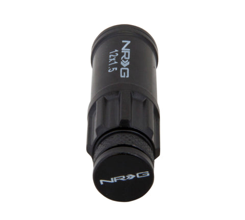 NRG 700 Series M12 X 1.5 Steel Lug Nut w/Dust Cap Cover Set 21 Pc w/Locks & Lock Socket - Black - LN-LS700BK-21