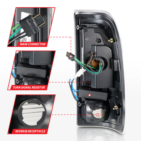 ANZO 1997-2003 Ford F-150 LED Tail Lights w/ Light Bar Black Housing Clear Lens - 311377
