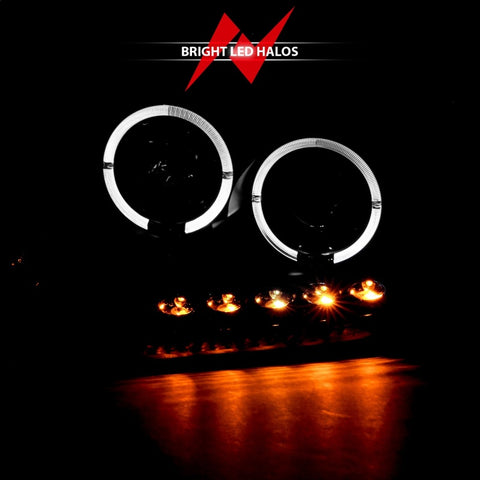 ANZO 2004-2008 Ford F-150 Projector Headlights w/ Halo and LED Black G2 - 111204