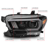 ANZO 2016-2017 Toyota Tacoma Projector Headlights w/ Plank Style Switchback Black w/ Amber - 111396