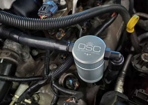 J&L 05-10 Ford Mustang GT Driver Side Oil Separator 3.0 V2 - Clear Anodized - 3051D-C