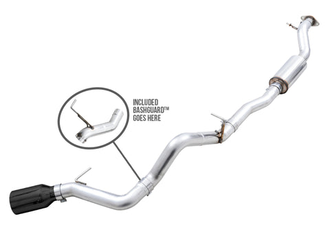 AWE Tuning 2021+ Ford Bronco 0FG Single Rear Exit Exhaust w/Diamond Black Tip & Bash Guard - 3015-23789