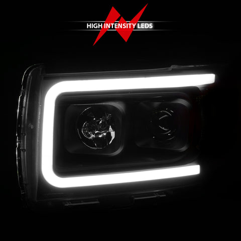 ANZO 2015+ GMC Canyon Projector Headlights w/ Plank Style Design Black w/ Amber - 111381