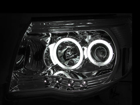 ANZO 2005-2011 Toyota Tacoma Projector Headlights w/ Halos Chrome - 121281