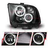 ANZO 2005-2009 Ford Mustang Projector Headlights w/ Halo Black - 121166