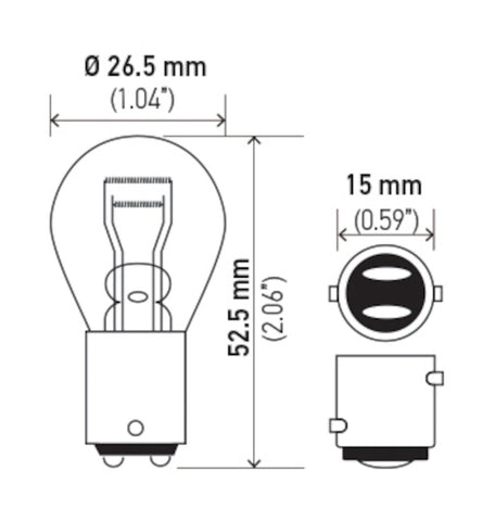Hella Bulb 7225 12V 21/4W BAZ15d S8 - 7225