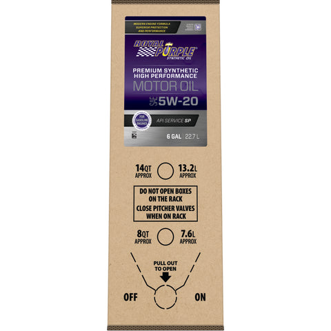 Royal Purple Premium Synthetic High Performance Multi-Grade 5W20 Motor Oil - 6 Gallon Bag-In-Box - 60520