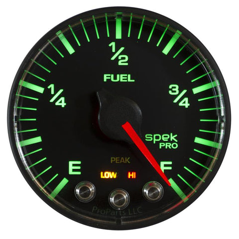 Autometer Spek-Pro Gauge Fuel Level 2 1/16in 0-270 Programmable Blk/Blk - P312328