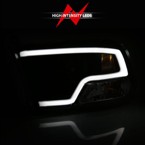 ANZO 09-18 Dodge Ram 1500 Plank Style Projector Headlights Black w/ Halo - 111404