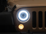 Raxiom 07-08 Jeep Wrangler JK Hi Output LED Headlights/Angel Eye DRL- Black Housing- Clear Lens - J211420