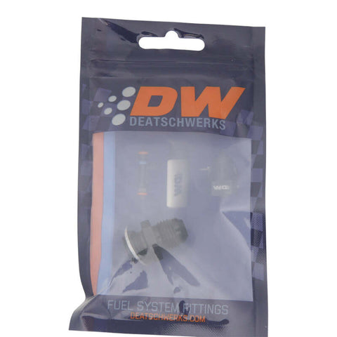 DeatschWerks 6AN Male Flare to M14 X 1.5 Male Metric Adapter (Incl Washer) - Anodized Matte Black - 6-02-0614-B