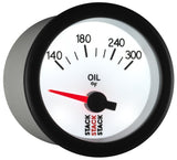 Autometer Stack 52mm 140-300 Deg F 1/8in NPTF Electric Oil Temp Gauge - White - ST3260