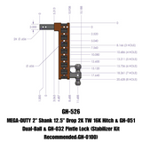 Gen-Y Mega Duty 2in Shank 12.5in Drop 16K Hitch w/Dual-Ball/Pintle Lock - GH-526