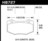 Hawk 2014 Chevrolet Corvette HPS Rear Brake Pads - HB727F.592