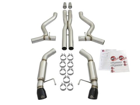 aFe MACHForce XP 3in 304 SS Sport Tone Cat-Back w/ Black Tips 15-17 Ford Mustang V6-3.7L/V8-5.0L - 49-33088-B