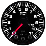 Autometer Spek-Pro Gauge Tach 2 1/16in 11K Rpm W/ Shift Light & Peak Mem - Blk/Blk - P336328
