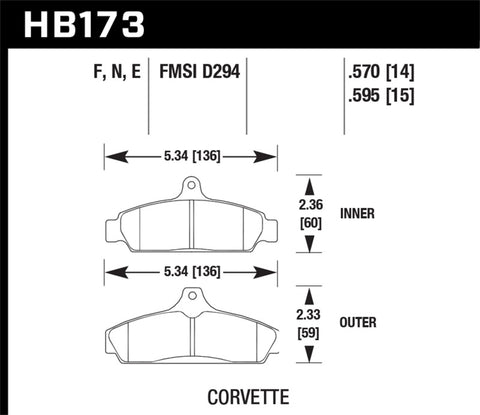 Hawk 84-87 Chevy Corvette 5.7 HPS Street Front Brake Pads - HB173F.570