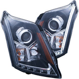ANZO 2010-2015 Cadillac SRX Projector Headlights w/ Plank Style Design Black - 111308