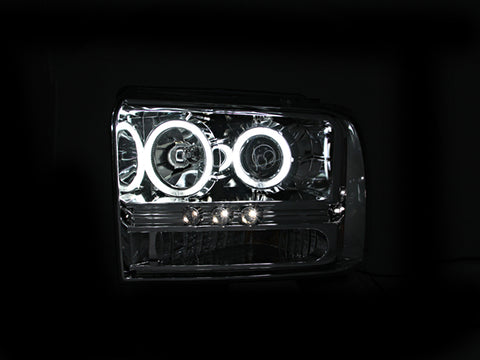 ANZO 2005-2007 Ford Excursion Projector Headlights w/ Halo Chrome w/ LED Strip (CCFL) 1pc - 111118
