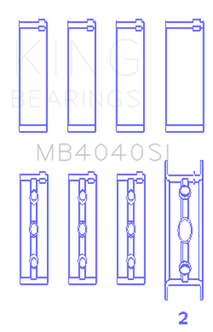 King Engine Bearings Chrysler 215 Ohv (Size +0.50mm) Main Bearing Set - MB4040SI0.5