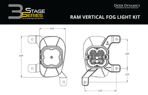 Diode Dynamics SS3 Sport Type Ram Vert Kit ABL - White SAE Driving - DD7083