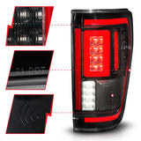 ANZO 21-23 Ford F-150 LED Taillights Seq. Signal w/BLIS Cover - Black (For Factory Halogen ONLY) - 311475