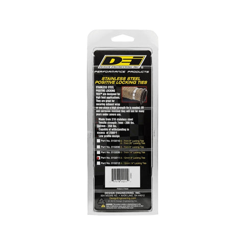 DEI Stainless Steel Positive Locking Tie 1/2in (12mm) x 9in - 8 per pack - 10211