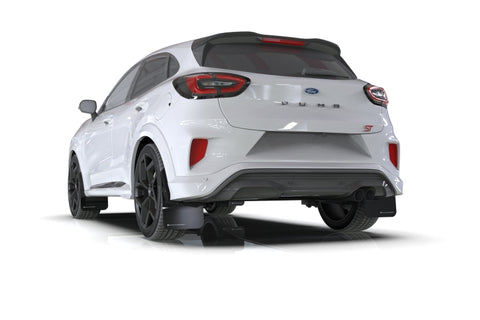 Rally Armor 20-25 Ford Puma ST Black Mud Flap w/White Logo - MF86-UR-BLK-WH