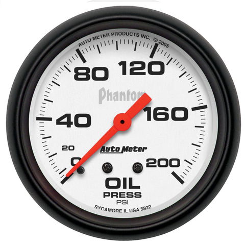 Autometer Phantom 66.7mm 0-200 PSI Mechanical Oil Pressure Gauge - 5822