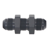 DeatschWerks 8AN Male Flare to 8AN Male Flare Bulkhead Adapter (Incl Nut) - Anodized Matte Black - 6-02-0709-B