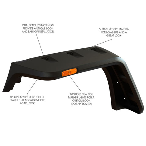 Rugged Ridge Hurricane Flat Fender Flare Kit 07-18 Jeep Wrangler - 11640.10