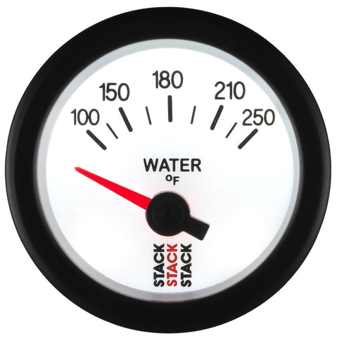 Autometer Stack 52mm 100-250 Deg F 1/8in NPTF Electric Water Temp Gauge - White - ST3258