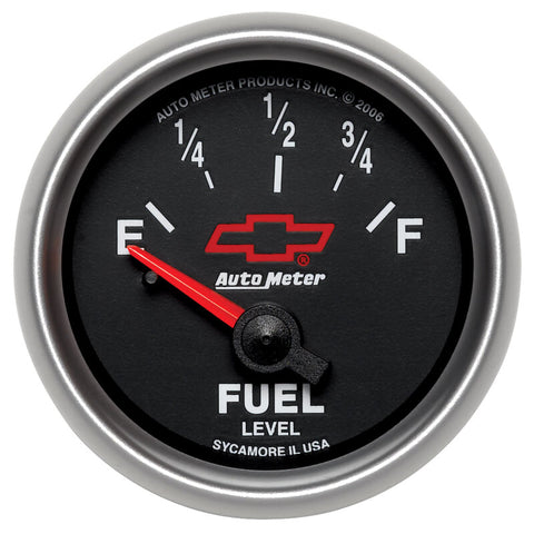 Autometer GM Bowtie Black 2-1/16 Fuel Level, 0-90 , Air-Core 8-18V - 3613-00406