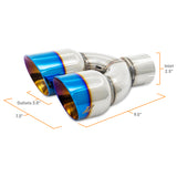 Mishimoto Dual Offset Tips 2.5in Inlet 3in Outlet Slash Cut - Burnt - MMEXH-TIP-FSTBT