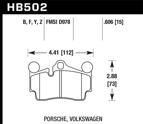 Hawk Porsche / Volkswagen HPS Street Rear Brake Pads - HB502F.606