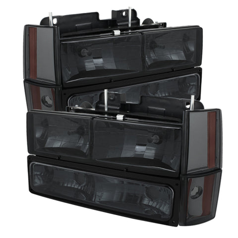 xTune GMC Yukon 92-93 Crystal Headlights w/ Corner & Bumper Smoke HD-JH-GMCCK88-AM-SM-SET - 5073525