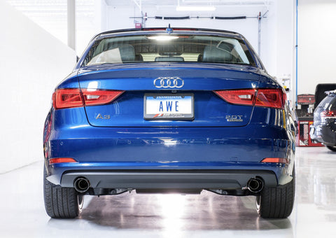 AWE Tuning Audi 8V A3 Touring Edition Exhaust - Dual Outlet Diamond Black 90 mm Tips - 3015-32058