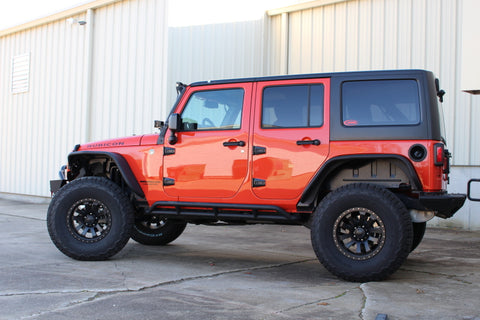 Fishbone Offroad 07-18 Jeep JK 4 Door Wrangler JK Steel Rock Sliders - Blk Textured Powdercoat - FB23009