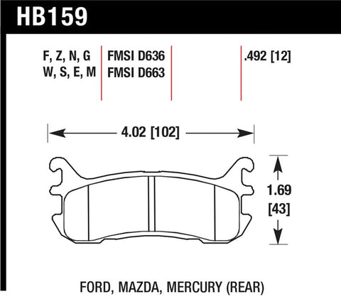 Hawk 94-05 Miata / 01-05 Normal Suspension Blue 9012 Race Rear Brake Pads (D636) - HB159E.492